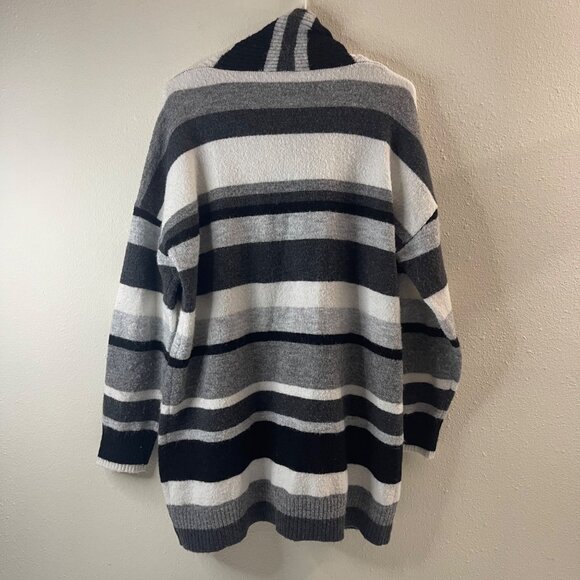 Time and True TM Oversized Striped Cardigan Sweater Open Front Longline Knit - Picture 6 of 16